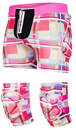 Protektoren Set Guardian Protektorenshorts Protektorenhose Knieprotektoren Ski Snowboard Inliner Skating Bike - rosa-rot, L