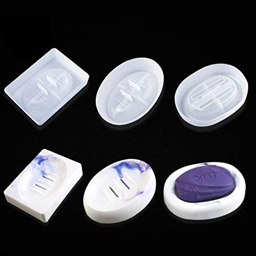FineInno 3 Stampi in Silicone per Portasapone in Resina,Scatola di Sapone in Resina con Scarico Stampi per Fusione per Creazione di Gioielli Fai da te (Stampi per portasapone)