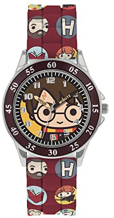 Harry Potter Warner Brothers HP9049 - Orologio da polso con cinturino per insegnante a tempo, colore: Marrone, Rosso, Cinturino