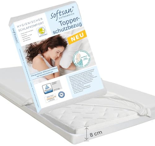 Softsan Extraweich Allergiker Matratzenbezug für Boxspring Topper milbendicht, Höhe 8 cm, Encasing zum Milbenschutz für Hausstauballergiker milbenkotdicht (200 x 200 x 8 cm)