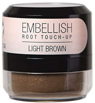 Calista Embellish Root Touch-Up, Temporary Gray Coverage & Thinning Concealer, Fibrous Formula for Fuller-Looking Hair, Water-Resistant, Light Brown, 0.35 oz