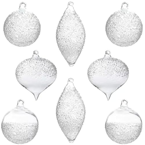 set of 8 transparenti palline di natale vetro 8cm 12cm palla di vetro glass ciondoli e pendenti palline ornamento di mercurio deocro natalizio Appendiabiti Decorazioni natalizie Addobbi