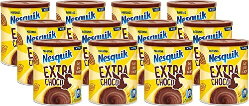NESQUIK EXTRA CHOCO Lösliche Zubereitung für Getränke mit fettreduziertem Kakao 12 Gläser à 390 g