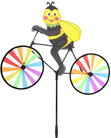 Jardin éolien Animal Abeille sur vélo Moulin à Vent Mignon 3D Abeille filante à Vent Ornements Enfants