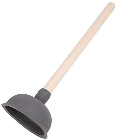 'aquaSu® Farbiger Pömpel in Anthrazit, Pümpel für WC, Wanne, Dusche, Waschbecken, Urinal, mit Ø 135 mm, Farbig: anthrazit, Holzstiel, löst Verstopfungen, Umweltschonend, Chemiefrei, 250863