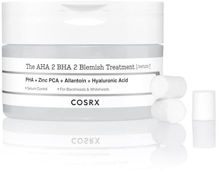 COSRX AHA 2% BHA 2% Blemish Treatment Serum, 60+ reine Baumwollballs, schnelle & einfache tägliche Spotbehandlung, Blackheads & Whiteheads, Sebum Control, Paraben Free, Korean Skincare