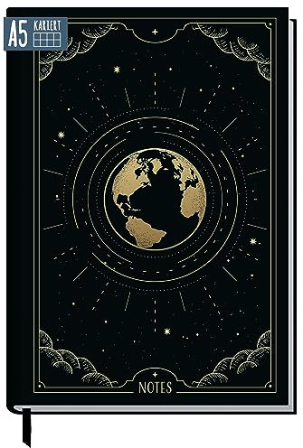 Notizbuch A5 kariert New Adventures von Trendstuff by Häfft - 124 Seiten, 62 Blatt - ideal als Tagebuch, Journal, Ideenbuch, Schreibheft - nachhaltig & klimafreundlich