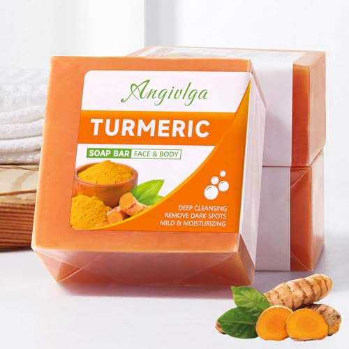 Turmeric Soap,Natural Handmade Soap Bar For Dark Spot Corrector,Face,Body | Hydrating Turmeric Soap Bar,Face Spot Corrector Remover,Moisturizing Erase Fine Lines,Firming Skin,Vegan&Cruelty Free(1 PCS)