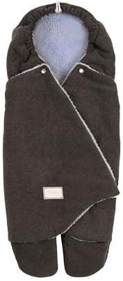 Nuvita 9100 Cuddle | Mjuk sovsäck med justerbar huva och individuella benskydd | Perfekt 0 till 10 månader (80 cm) | Temperaturbeständig upp till 8 °C, vatten och vind | Antracit/Ljusblå