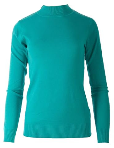 Seniorenmode24 Damen Senioren Oma Pullover Feintrick Strickpullover mit Stehkragen Schildkröten Kragen kuschelig weich ideal für Omas (DE/NL/SE/PL, Numerisch, 44, 46, Regular, Regular, Petrol)