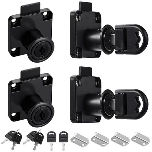 Fippy 4 Sets Schrankschloss mit Schlüssel, Möbelschloss mit Schlüssel, Schubladen Schloss Aufschraubschloss Postkasten Schloss für Möbel Schränke Schreibtisch (mit Verschiedene Schlüssel, 20mm)