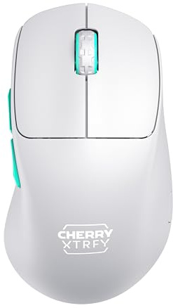 CHERRY XTRFY M64 WIRELESS Mouse da Gioco Ultraleggero senza Filo, Radio a 2,4 GHz, Ottimizzato per esports, Forma Ergonomica con Parte Anteriore Piatta, Bianco