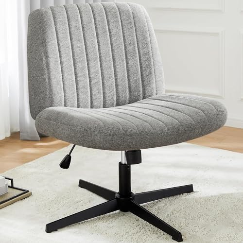 DUMOS Silla de Oficina sin reposabrazos, Terciopelo de Peluche y cómodo Tejido de Malla, Silla Cruzada, con cojín de Asiento ampliado, Adecuada para oficinas, dormitorios y Salas de Estar