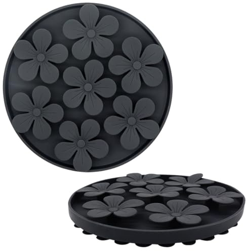 Non-Slip Slow Feeder Pet Bowl – Anti-Choking Feeding Bowl with Suction Cups for Dogs & Cats, Promotes Healthy Digestion (Grey, Flower)