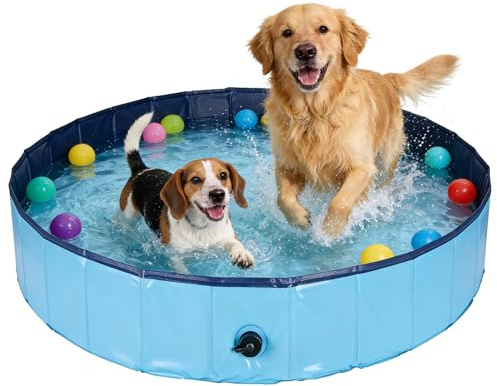 Rinling Piscine pour chien - 120 x 30 cm - Pliable - Antidérapant - Bleu - Taille L