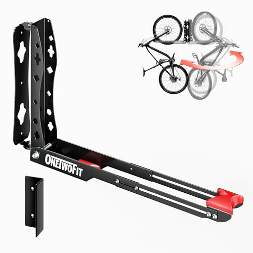 ONETWOFIT Support mural pivotant pour vélo,Support à vélo peu encombrant pour le garage,Facile à charger et à décharger,l'arceau à vélo peut supporter jusqu'à 35kg (NOIR-1PCS)