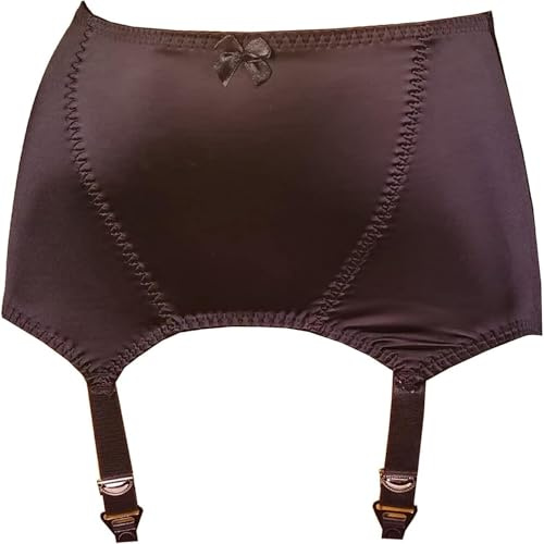 PGPBVLVGHM Reggicalze Sexy in Pizzo da Donna, con Bordo in Raso Vintage, Cintura con 6 Cinghie Regolabili e Clip in Metallo(Nero,XXL)