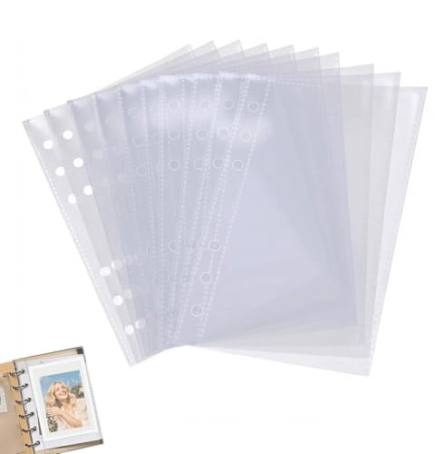 20Pcs Clear A6 Binder Pockets, 6-Hole Punch PVC Plastic Wallet Poly Pockets, Zipless A6 Cash Envelopes & Binder Inserts for Budget Binder, Photo, Card, Document Organizer