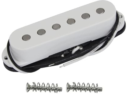 FLEOR Pickup Alnico 5 Pickup bobina singola al manico della chitarra Palo piatto per chitarra elettrica ST SQ, bianco