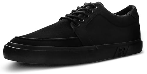 T.U.K. Vegan Creeper Sneaker - Chaussures pour Hommes et Femmes - Couleur Black Canvas Eyelet - Chaussures en Toile de Style Punk, Gothique et Rocker - Taille 38