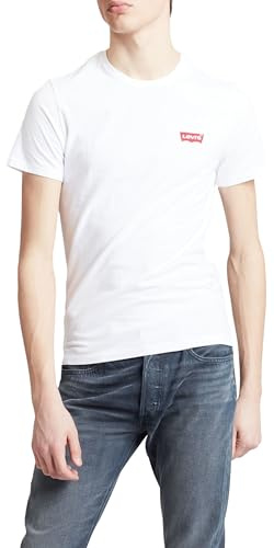 Levi's Men's 2-Pack Crewneck Graphic Tee T-Shirt, White / Mid Tone Grey Heather, L Slim fit
