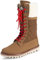 Polar Damen Kunstpelz Warm Thermal Wasserdicht Draussen Gehen Schnee Winter Gummisohle Wadenstiefel - Tan/Beige Lammfell - UK7/EU40 - YC0601