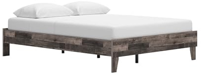 Signature Design by Ashley Neilsville Butcher Block Style Platform Bed, Queen, Rustic Gray