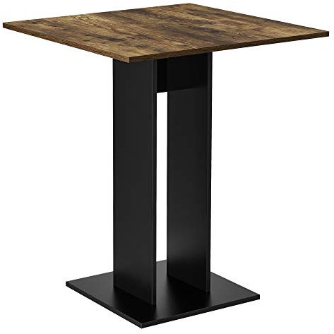 [en.casa] Küchentisch 'Lindesnes' Quadratisch 65 x 65 x 78 cm Säulentisch Esszimmertisch aus Spanplatte Speisetisch Tisch Walnuss-Optik Schwarz