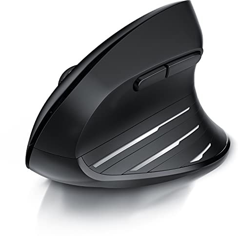 CSL - kabellose Maus Vertikal Funk 2.4 GHz - Neues Modell - USB Vertical Mouse – ergonomisches Design - Vorbeugung gegen Mausarm - Wireless Funkmaus 2,4 GHz mit 1000-2400 DPI - PC und MAC schwarz
