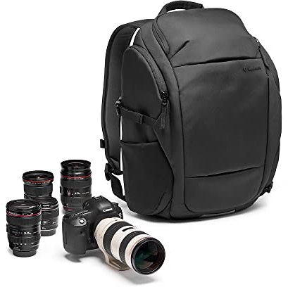 Manfrotto Advanced Travel III Mochila para Cámara y Portátil, Bolsa para Cámara Réflex/sin Espejo con Objetivos, Divisores Intercambiables, Soporte para Trípode, Bolsillo Expandible, Acceso Lateral
