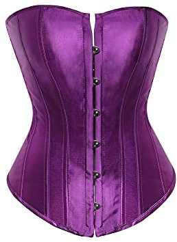 Felcia Women's Plus Size Corset Bustier Overbust Top Satin Waist Cincher Lace up Body Shaping Retro Bustier (Purple, Large)