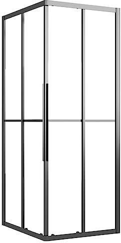 vidaXL Duschvägg halvfrostad ESG 80x70x180 cm svart