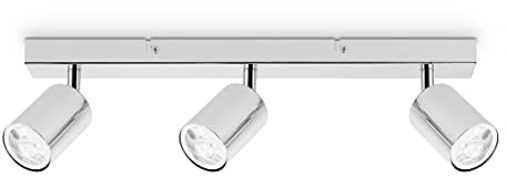 Dehobo Lampada Faretti da Soffitto LED Orientabili, Faretti da Parete Interno GU10 Cromo Lucido, Lampadario Soffitto LED Moderna per Camera da Letto Cucina Soggiorno, 3 Lampadina GU10 non Inclusa