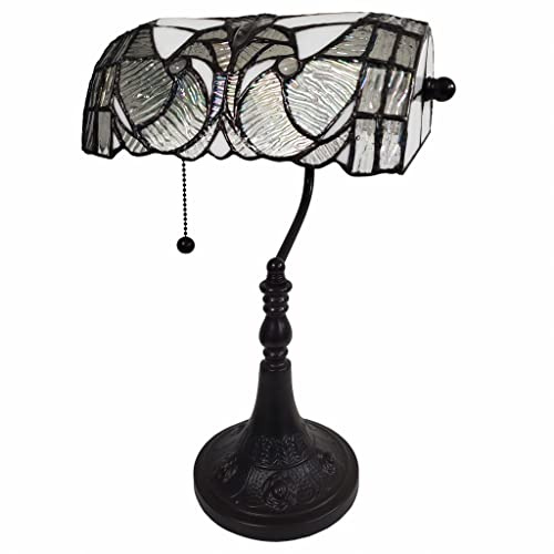 16 Tiffany Style White and Gray Banker Desk Lamp