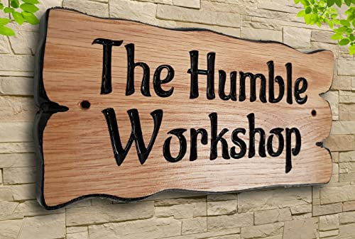 Personalised Oak Carved Wooden Sign Rustic Wooden House Plaque Outdoor Plate (120x250mm)