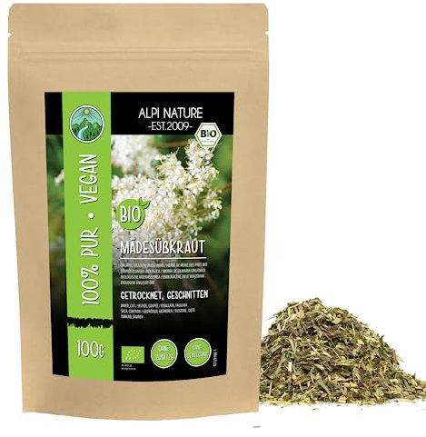 Alpi Nature Mädesüß Tee BIO 100g, Mädesüßtee, Mädesüßkraut geschnitten, Mädesüss Tee lose