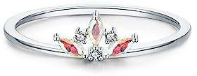 Bellitia Jewelry Anillos Corona de Mujer de Plata de Ley 925 Anillos Compromiso Promesa Boda Circonitas Diamante CZ Aniversario Banda Anillo Apilable Chapado en Oro/Oro Blanco