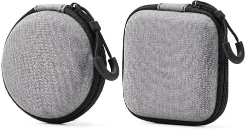 2 fundas rígidas de EVA para auriculares, cable de datos para auriculares, caja de almacenamiento portátil para auriculares, adecuada para compras, viajes, actividades al aire libre (gris)