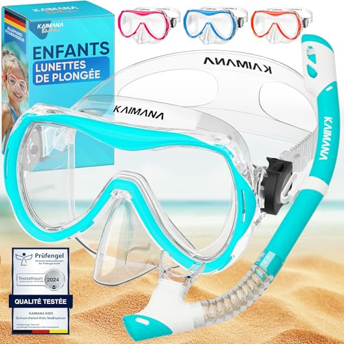 Das Neue KAIMANA® SeaExplorer Schnorchelset Kinder + Tragetasche, Taucherbrille mit Schnorchel, Taucherbrille Kinder, Alternative zur Schnorchelmaske Kinder, Taucherbrille mit Stoffband/Silikonband