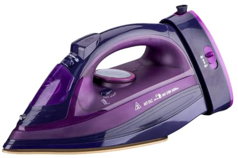 Ferro da stiro a vapore senza fili con piastra riscaldante in ceramica, 2400 W, colore viola, ferro elettrico per una levigatura efficace, delicato sui tessuti, funzione antigoccia, rinfrescante