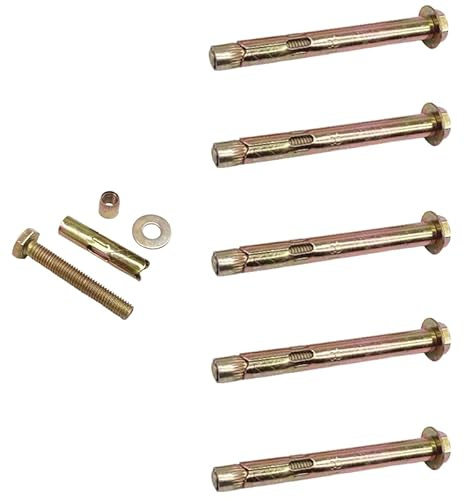 Lot de 5 boulons d'expansion M10 x 100 mm, boulons d'ancrage hexagonaux pour béton, maçonnerie et mur de briques