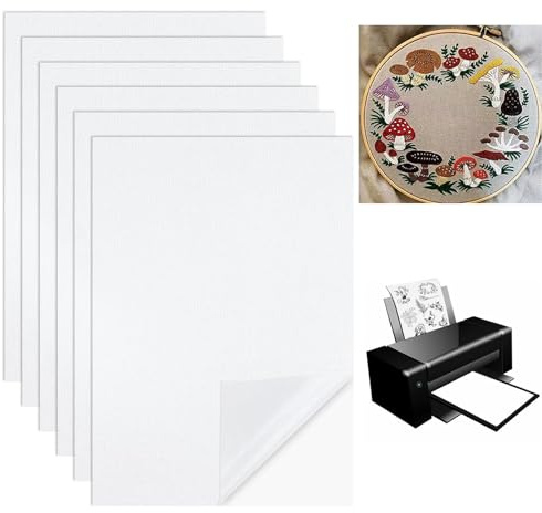 HUATEEN Stabilisateur Broderie-Papier Soluble,6 Pièces A4 Papier Hydrosoluble Broderie Transfert Textile pour Machine a Broder et à la Main