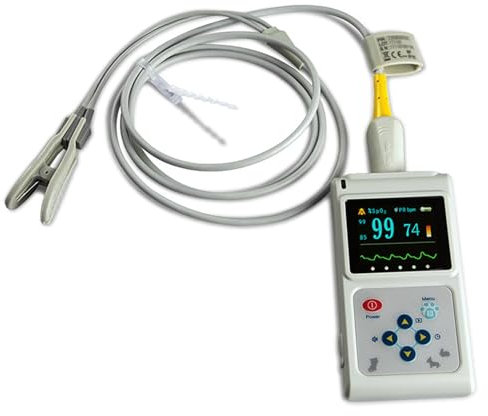 Uppladdningsbar veterinär pulsoximeter Veterinär SPO2 pulsmätare Öron-/tunga SPO2-sensor för användning på familje- och djursjukhus