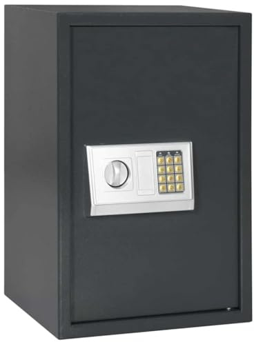 vidaXL Cassetta di Sicurezza Digitale Grigio Scuro 40 x 35 x 60 cm, Ufficio in casa, cassaforte Digitale Moderna in Acciaio, Scatola sicura per Proteggere i Tuoi valori