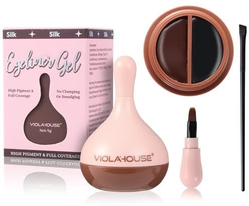 VIOLA HOUSE 2 Couleurs Gel Eyeliners, Waterproof & Anti-Bavures, Gel pour Sourcils Noir, Avec Pinceau EyeLiner pour Tous les Besoins de Maquillage, 8 g (Noir Marron)