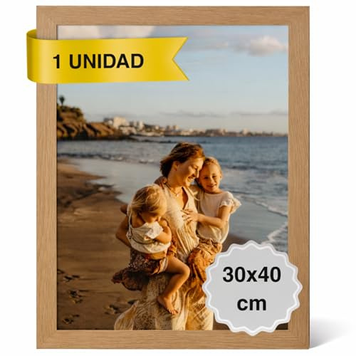 MARCOFOTO Marco de Fotos 30x40 cm Madera Portafotos de Pared en MDF con Plexiglas - Ideal para Diplomas, Certificados, Pósters y Fotografías - Decoración Hogar y Oficina