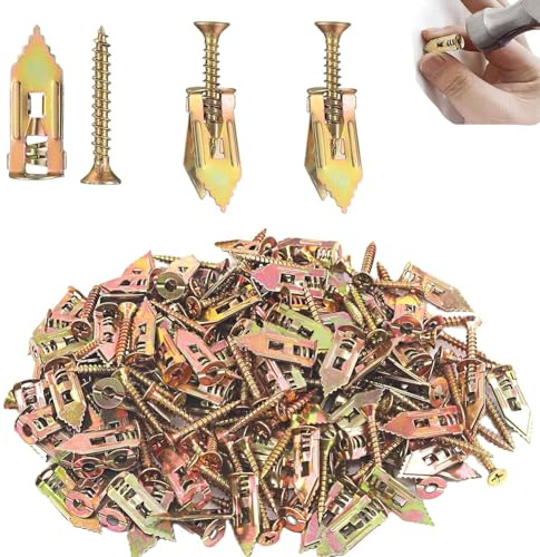 50 fissaggi per cartongesso e tasselli da parete, tasselli e viti di fissaggio cavità, tasselli di espansione cavi con viti autoperforanti per cartongesso, calcestruzzo e muratura (set da 80 pezzi)