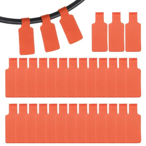 PATIKIL 32 etichette per cavi, 4,6 cm, scrivibili su cavi, etichette rettangolari per cavi elettronici, per organizzare i cavi, classificare i cavi, gestione delle identificazioni, arancione