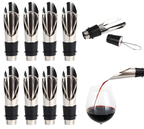 JYXNU 8 Pezzi Versatori In Acciaio Inox e 8 Pezzi resistente tappo del vino, Versatore d'olio Tappi, versatori da Vino, Bottiglia Versatore Tappo, Versatori per Bottiglie, per Bottiglie, Feste e Bar