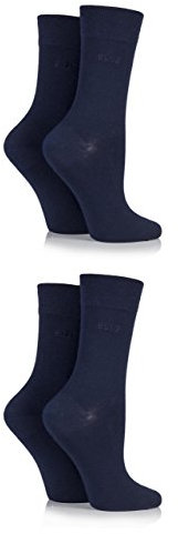 Elle Damen-Socken aus Bambusfaser, einfarbig, gestreift und gemustert, lässige Tagessocken im Multipack, Größe 37-42, navy, 4-8